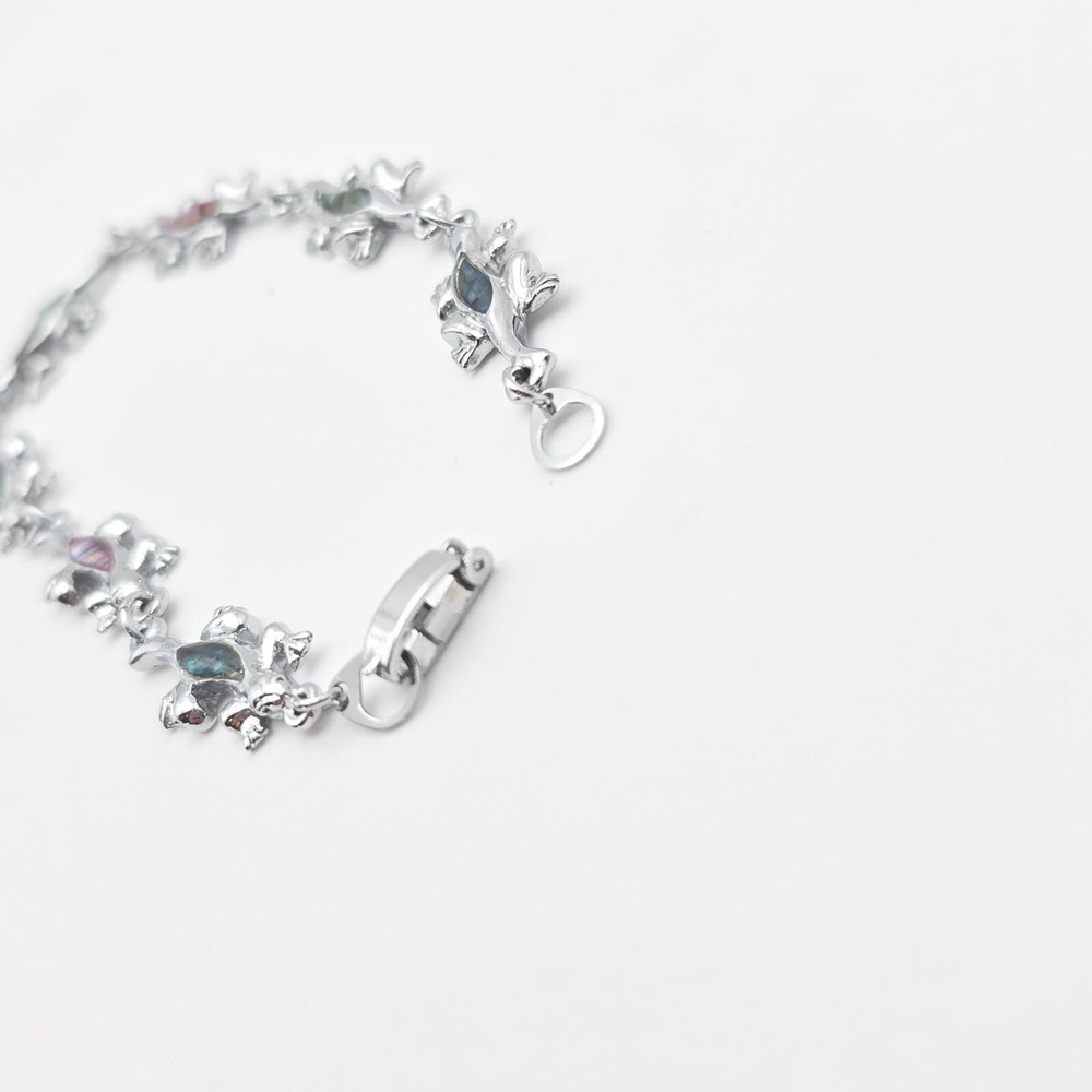 Vintage S-80 Lizard Bracelet Multi-Colored Resin Silver‎ Plate 8" FREE $HIPPING! - Picture 8 of 14